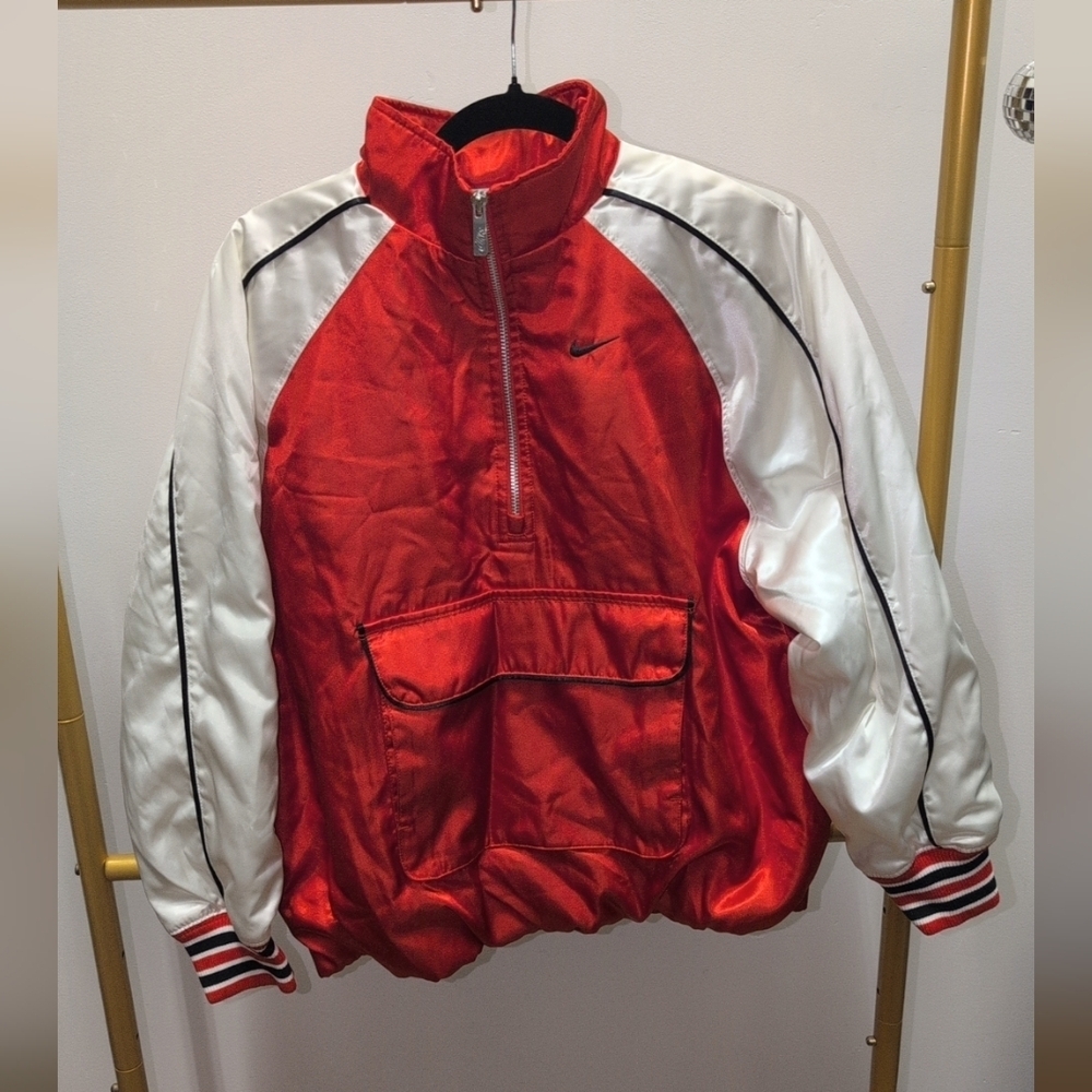 Red and White Women's Nike Windbreaker Jacket Size S